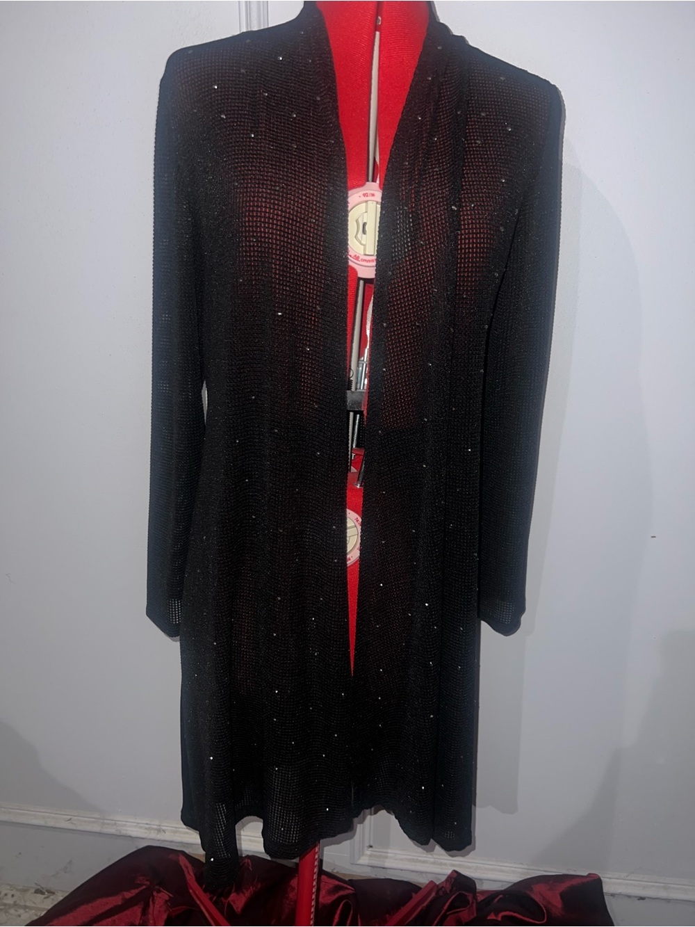 Slim Factor Elegant Black Long Sleeve Sparkle Mesh Dusyer Size Small
